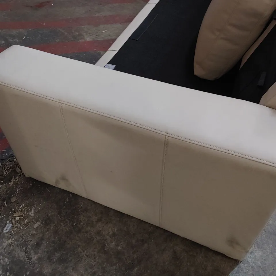 DESIGNER CREAM LEATHER 3  SEATER SOFA FRAME