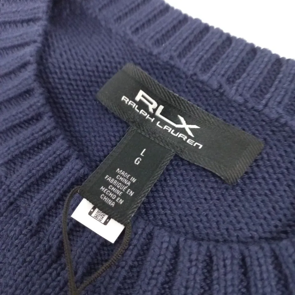RALPH LAUREN RLX KNIT SWEATER – NAVY, BEAR GOLF GRAPHIC, MEN’S UK SIZE L