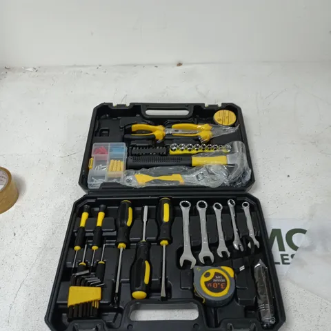 HAND TOOL SET IN YELLOW/BLACK CASE – SCREWDRIVERS, WRENCHES & PLIERS