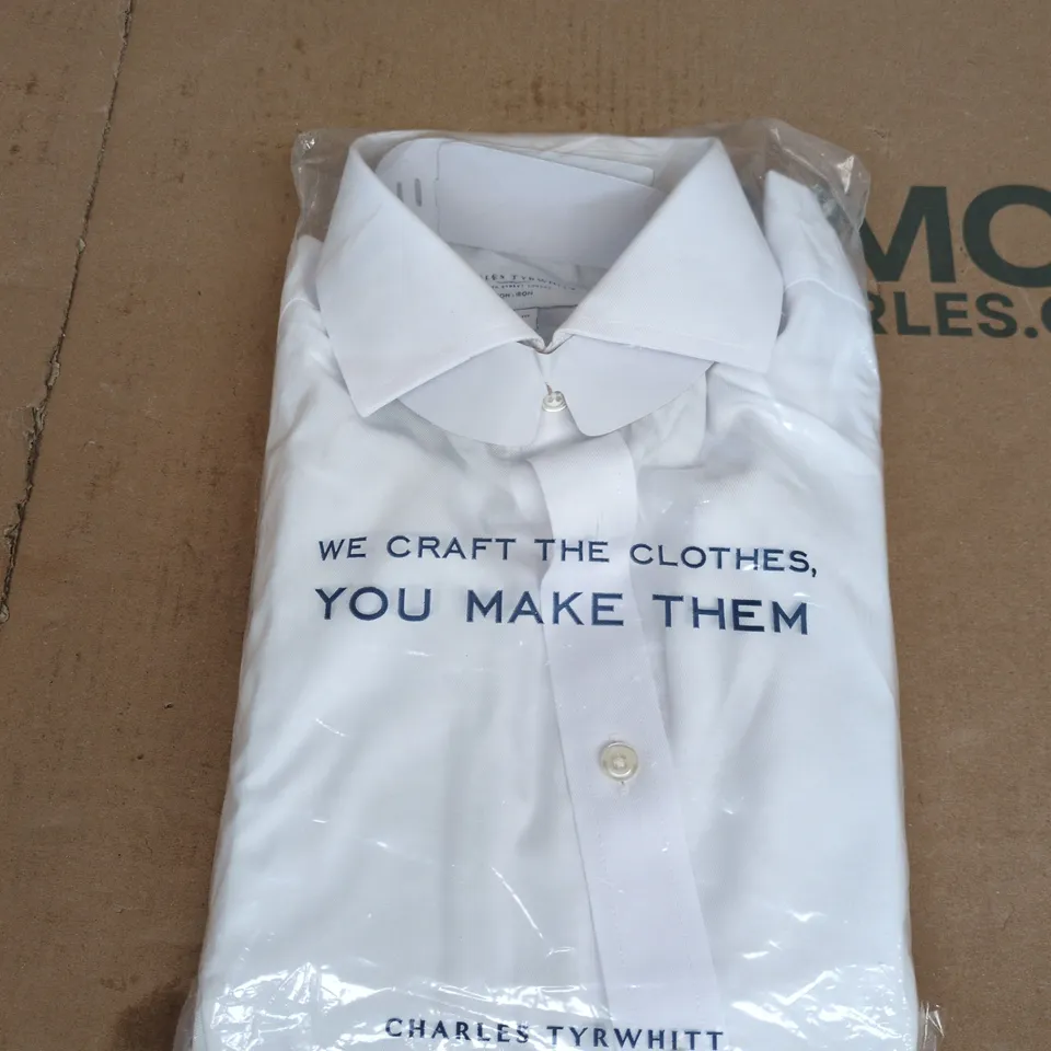 CHARLES TYRWHITT WHITE NON-IRON DRESS SHIRT – CLASSIC FIT, NECK 16/34IN