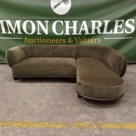 DANETTI OTTILIE OLIVE GREEN CHENILLE RIGHT HAND CORNER CHAISE SOFA