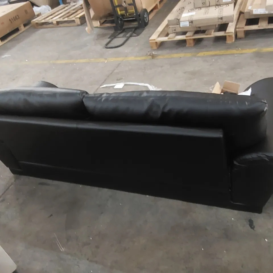QUALITY DESIGNER 3-SEATER FAUX LEATHER BLACK SOFA