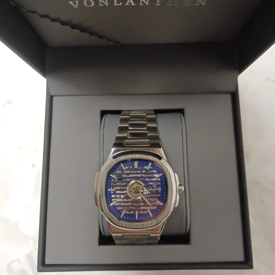 MENS VONLANTHEN AUTOMATIC WATCH SKELETON DIAL WITH STAINLESS STEEL STRAP