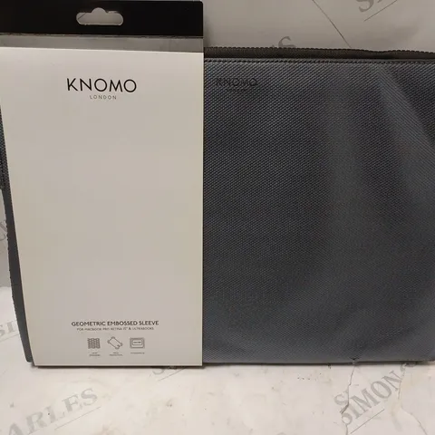 APPROXIMATELY 20 ASSORTED KNOMO GEOMETRIC EMBOSSED SLEEVE IN METALLIC SILVER FOR MACBOOK PRO