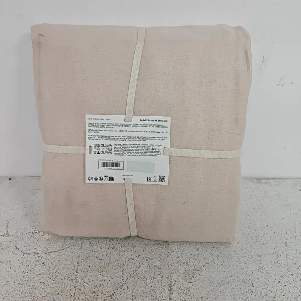 ZARA HOME 100% LINEN DUVET COVER SET – PINK, 240X220 CM