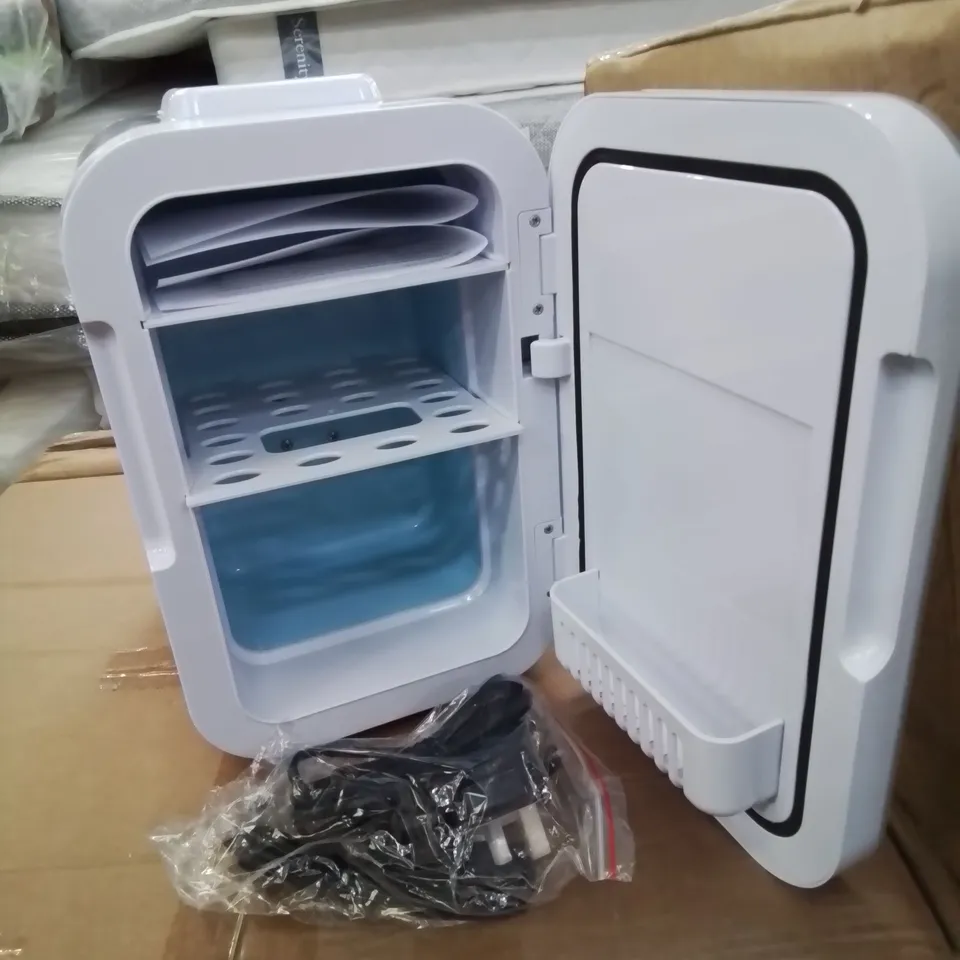 BOXED PORTABLE MINI CAR REFRIGERATOR IN WHITE