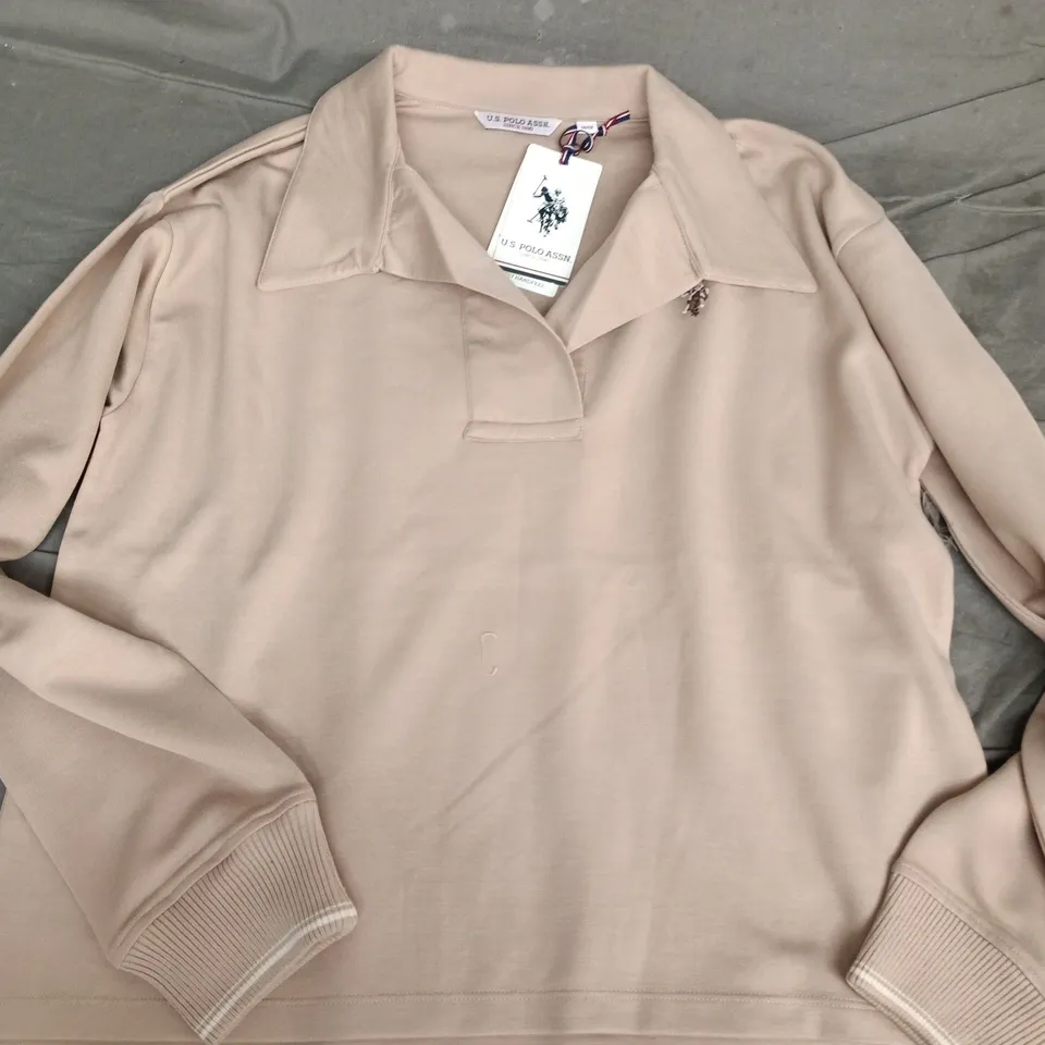 U.S. POLO ASSN BEIGE POLO SHIRT – MEN’S, SIZE M