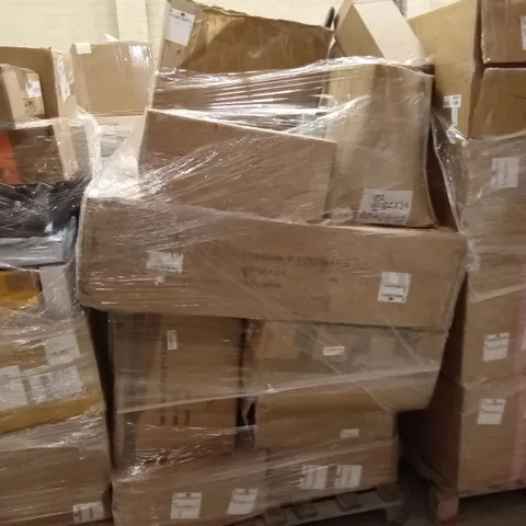 PALLET OF ASSORTED HOUSEHOLD GOODS AND PRODUCTS TO INCLUDE; FLATPACK FURNITURE, PANORAMA CAMERA, FUEL FILTER, SPOTLIGHTS ETC