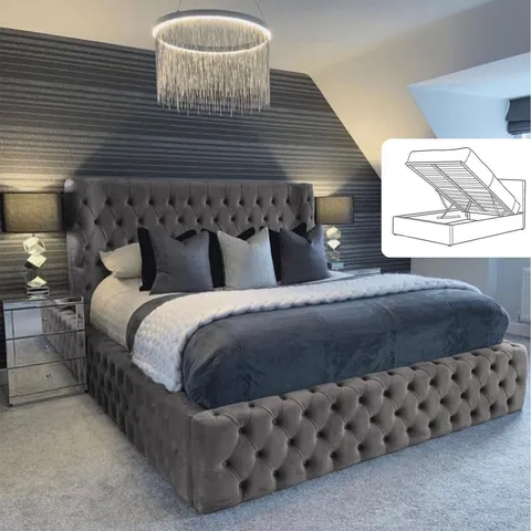 BAGGED MAJESTIC NIGHTS UPHOLSTERED OTTOMAN STORAGE BED FRAME - SIZE UNSPECIFIED (7 PARTS)