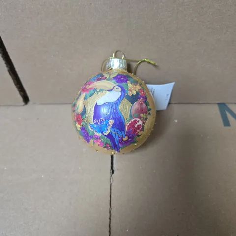 2 X 12 GISELA GRAHAM CHRISTMAS HANGING DECORATIONS BLUE WITH TOUCAN DESIGN BOXED