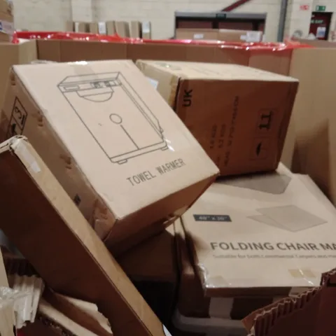 PALLET OF ASSORTED HOUSEHOLD GOODS AND PRODUCTS TO INCLUDE;TOWEL WARMER, VACUUM CLEANER,CHAIR MAT