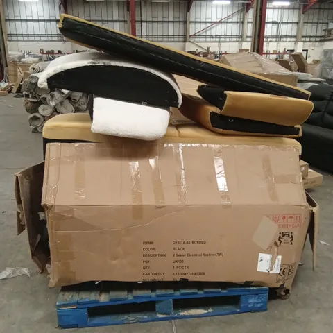 PALLET OF ASSORTED DAMAGED OR INCOMPLETE SOFAS AND SOFA PARTS