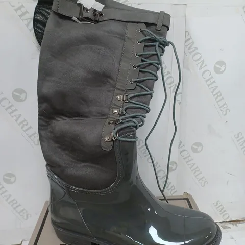 BOX OF APPROXIMATELY 10 ASSORTED SHOES TO INCLUDE HIGH BOOTS, LOW HEELS, HIGH HEELS ETC