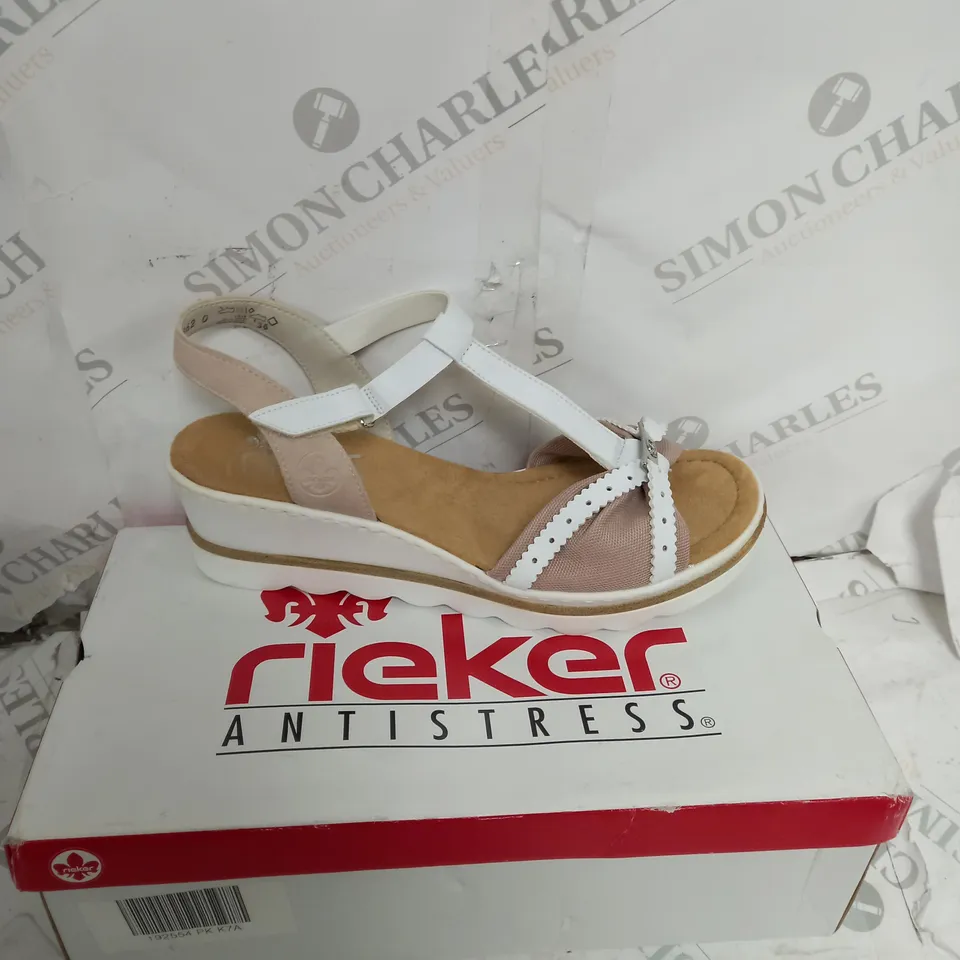 BOXED PAIR OF RIEKER PINK SANDAL SIZE 7.7