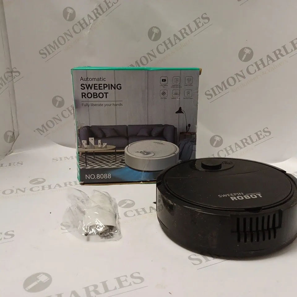 BOXED AUTOMATIC SWEEPING ROBOT - MODEL NO. 8088 - WITH USB CHARGING CABLE AND ACCESSORIES