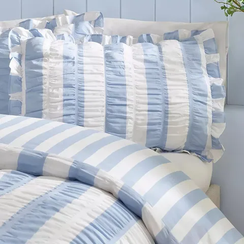 CATHERINE LANSFIELD SEERSUCKER FRILL STRIPE DUVET COVER SET - KING 