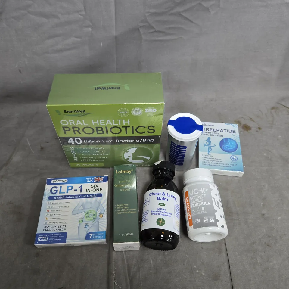 APPROXIMATELY 15 ASSORTED VITAMIN/HEALTH AID PRODUCTS TO INCLUDE GLP-1, LOTMAY, CHEST BALM ETC 