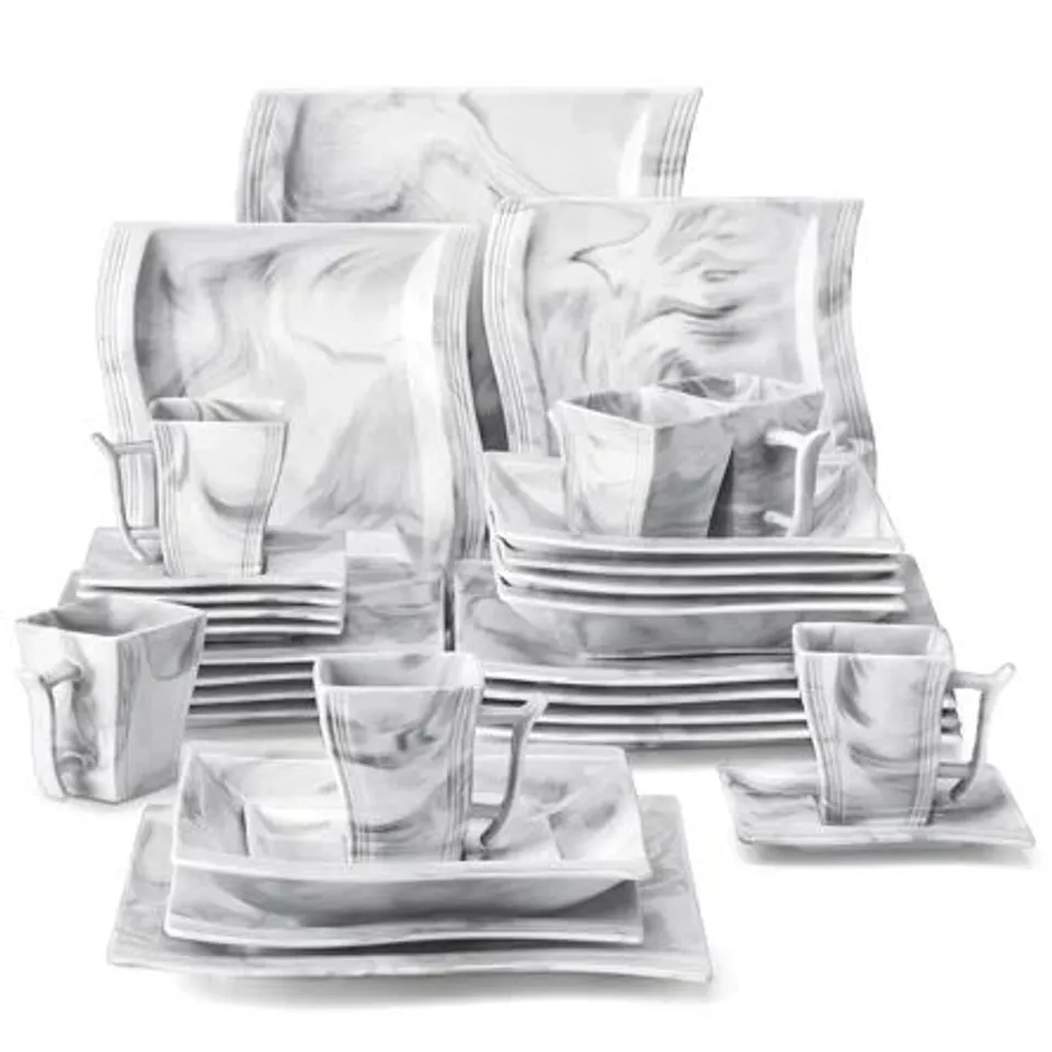 BOXED PORCELAIN APPROXIMATELY 30 PIECE DINNERWARE SET, SERVICE FOR 6 (1 BOX)