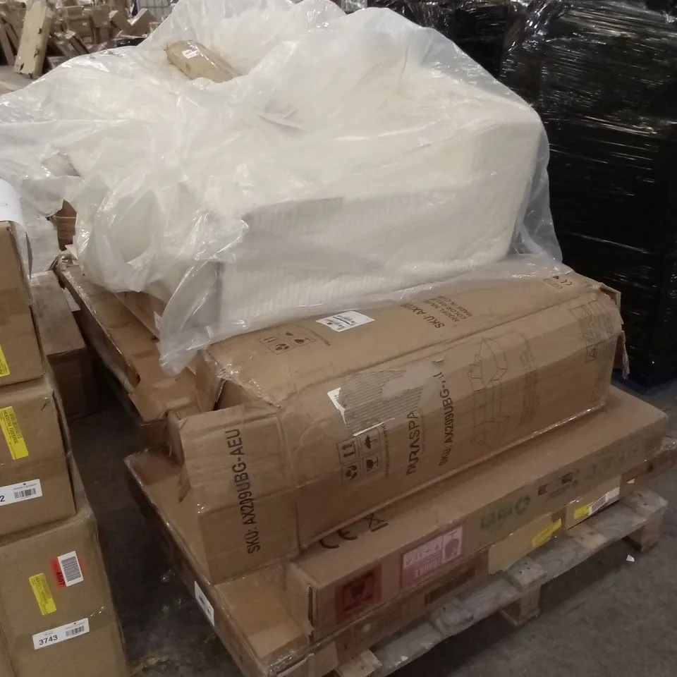 PALLET OF ASSORTED INCOMPLETE FURNITURE PARTS AND PIECES