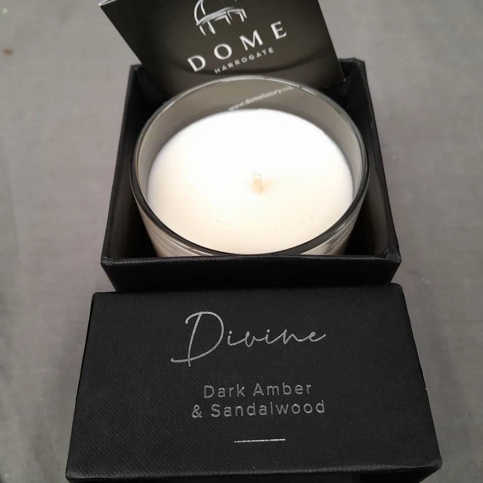 BOXED DOME HARROGATE DARK AMBER AND SANDALWOOD SCENTED CANDLES