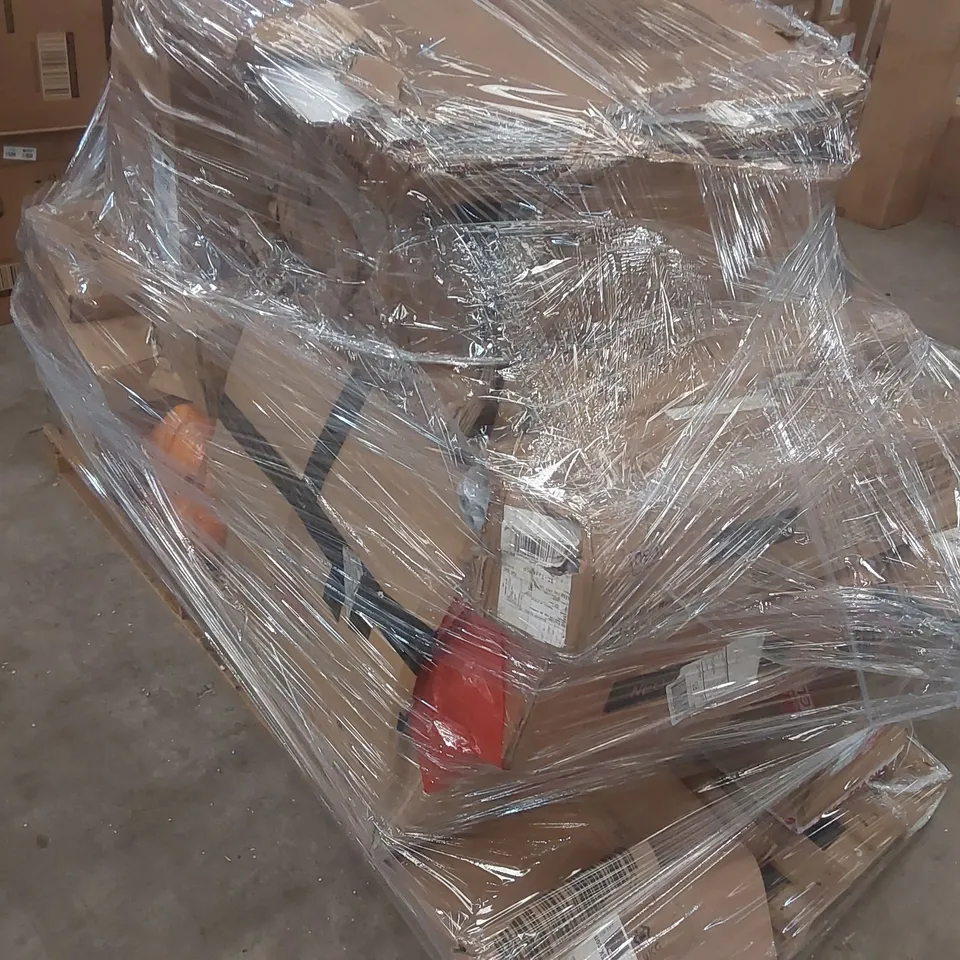 PALLET CONTAINING A VERY LARGE QUANTITY OF ASSORTED NEO ITEMS INCLUDING: TOWER FAN, FURNITURE PARTS, TELESCOPIC LADDER, TROLLEY, WHEELBARROW, TUBE TENT ECT
