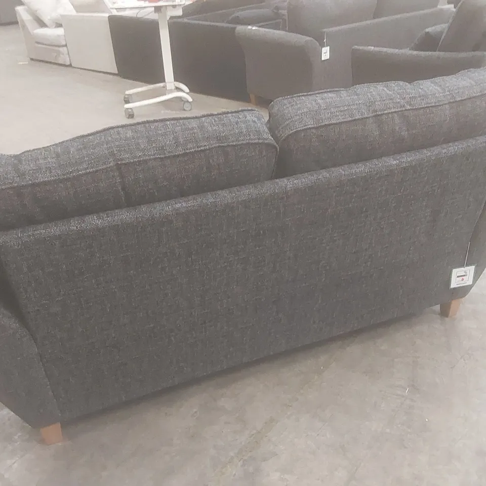 DESIGNER HALSTOW 2 SEATER HIGH BACK FABRIC UPHOLSTERED SOFA - CHARCOAL 