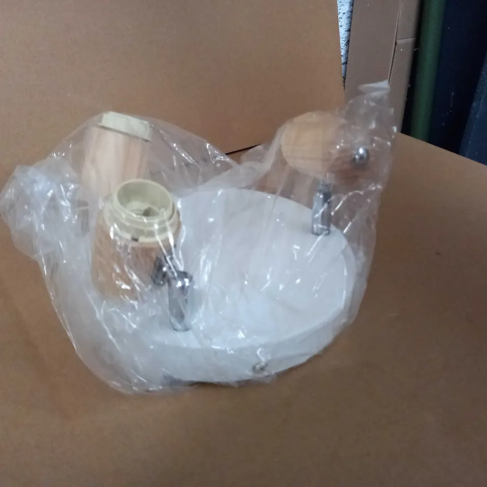 BOXED JOHN LEWIS RUBBER WOOD CONICAL 3 LIGHT SPOTLIGHT PLATE