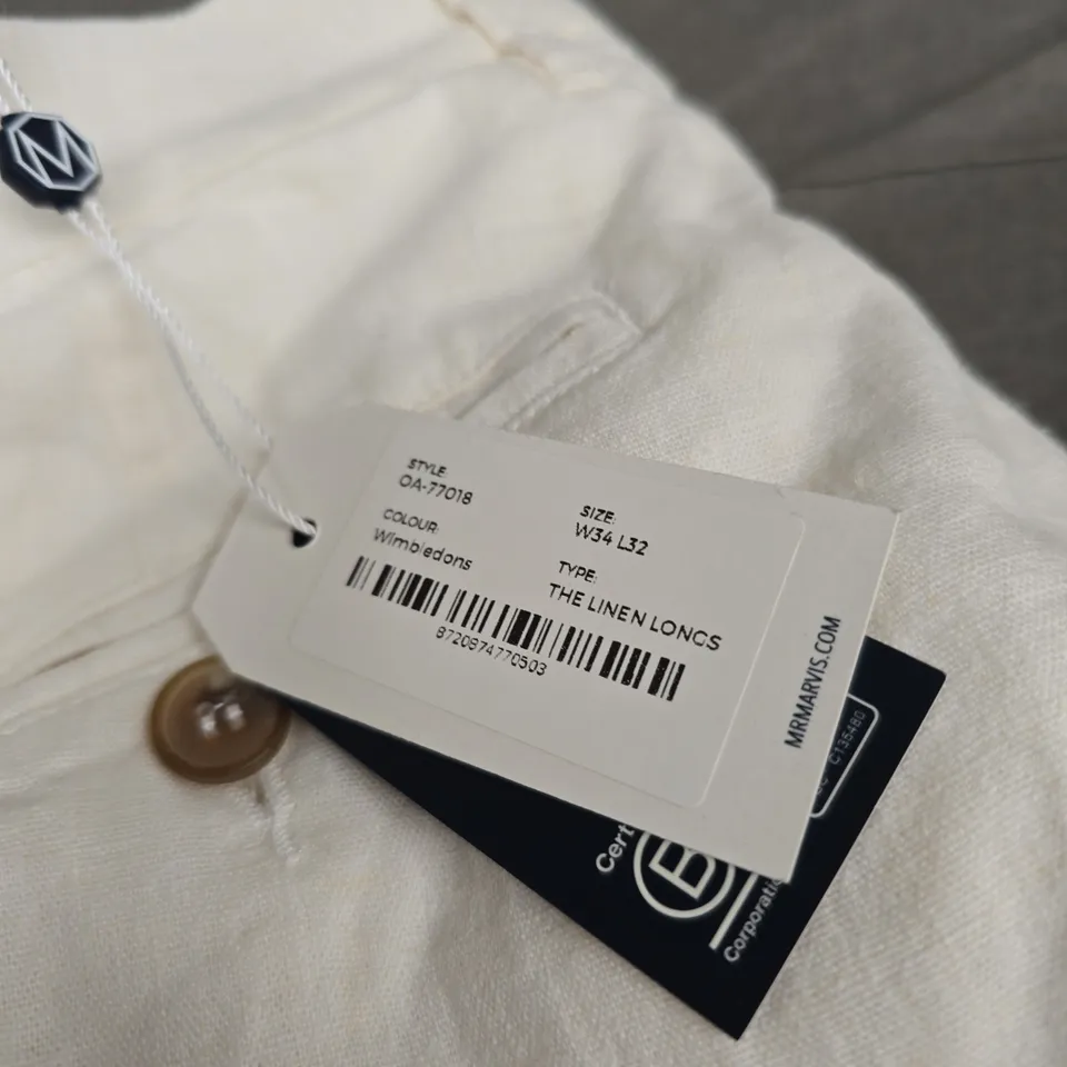 WOMEN'S LINEN LONGS – WHITE, SIZE W34 L32