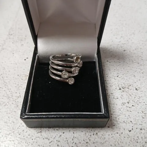 STEEL BY DIAMONIQUE BEZEL SET OPEN RING STAINLESS STEEL