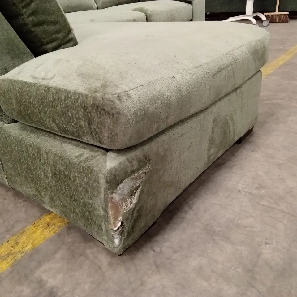 SALERNO STANDARD BACK FABRIC LEFT HAND CORNER CHAISE SOFA - GREEN RRP £999