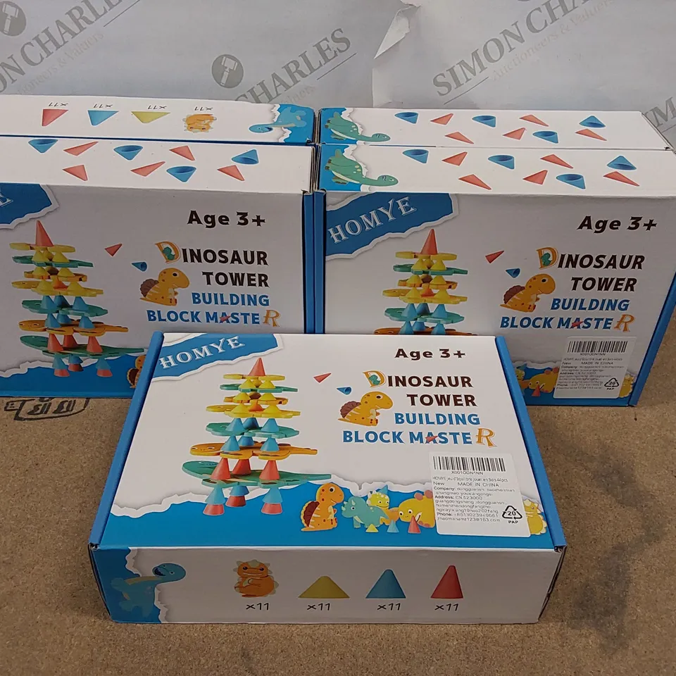 LOT OF APPROXIMATELY 5X HOMYE DINOSAUR TOWER BUILDING BLOCKMASTER TOY SETS (1 ITEM)