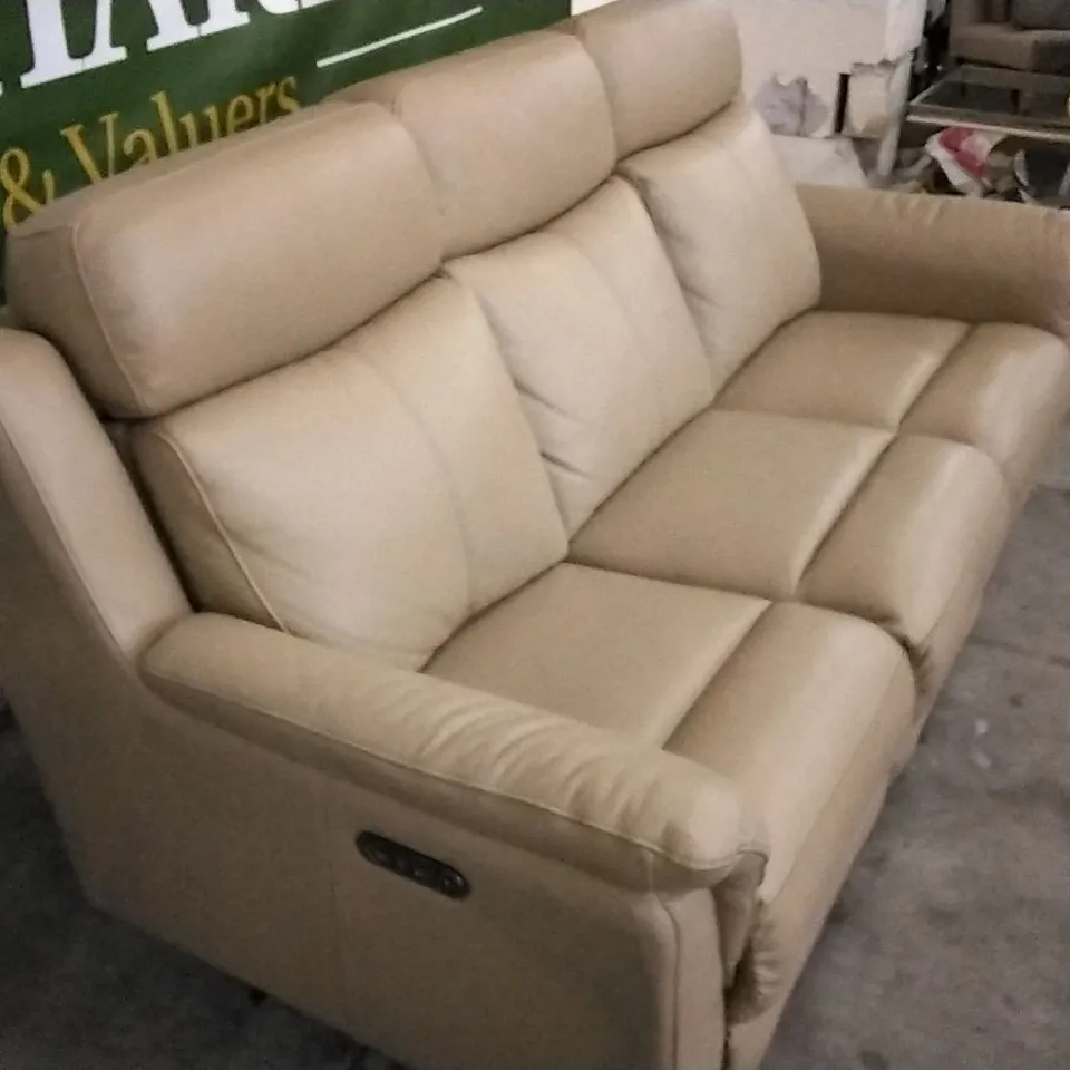 QUALITY DESIGNER MINK LEATHER ELECTRIC RECLINER 3 SEATER SOFA