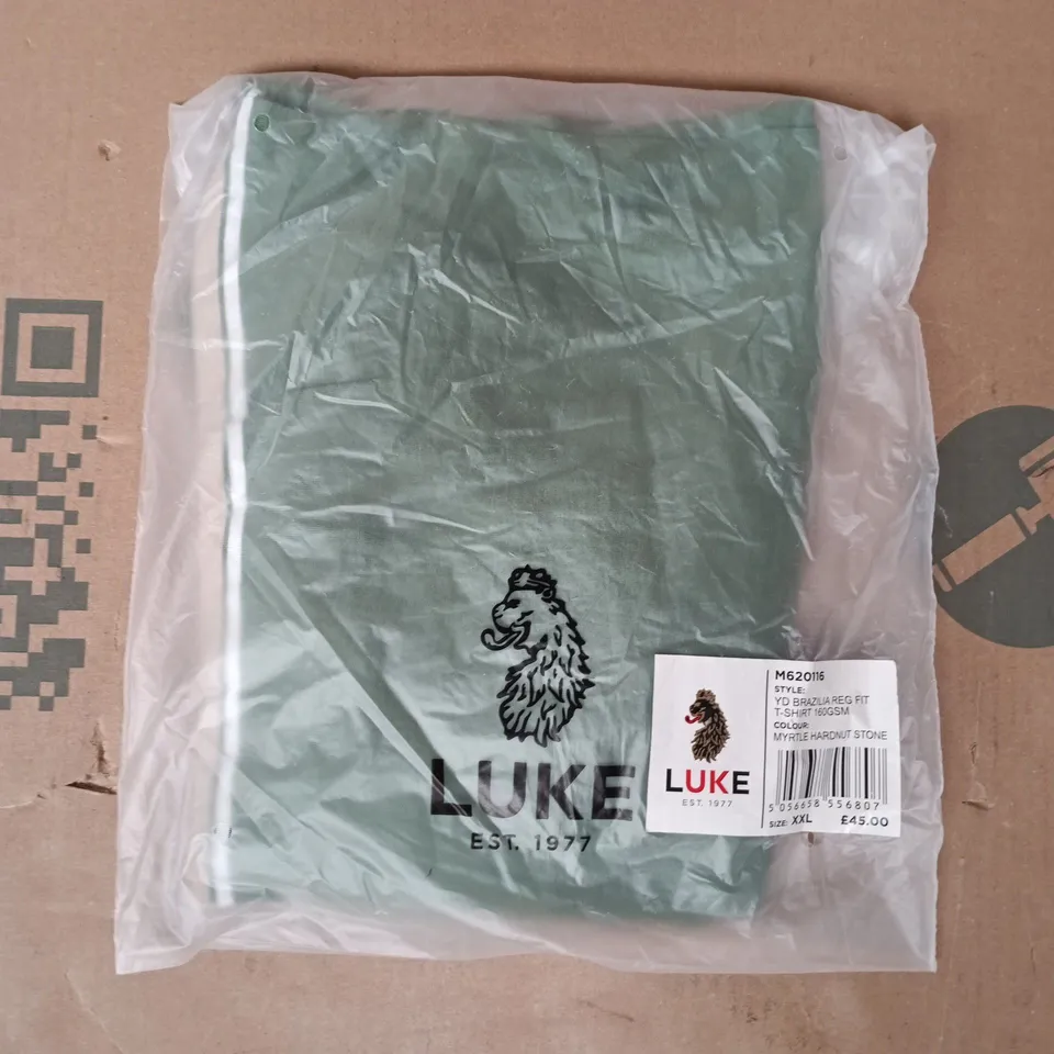 BAGGED LUKE YD BRAZILIA REG FIT T-SHIRT IN MYRTLE HARDNUT STONE SIZE XXL