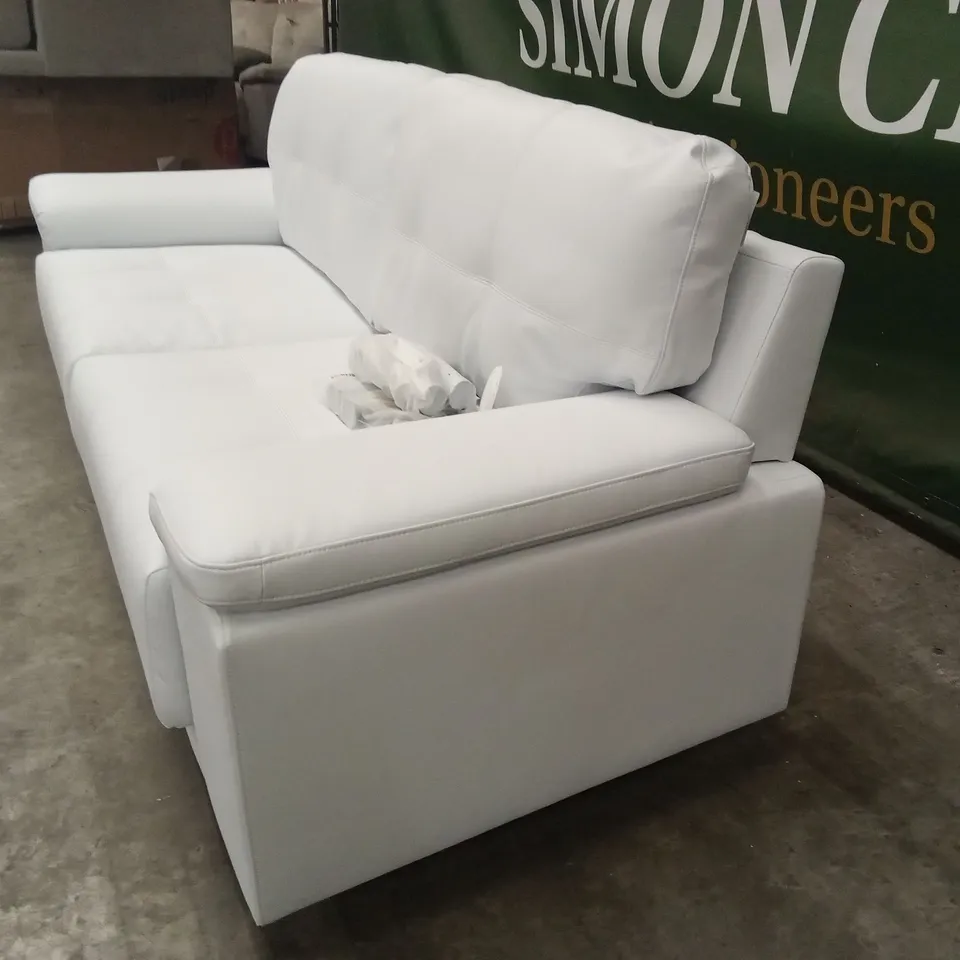 KANSAS 3 SEATER SOFA, WHITE PREMIUM FAUX LEATHER