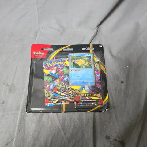 POKEMON MEGA EVOLUTION TRADING CARD GAME BOOSTER SET — PSYDUCK CARD, THREE BOOSTER PACKS, SEALED