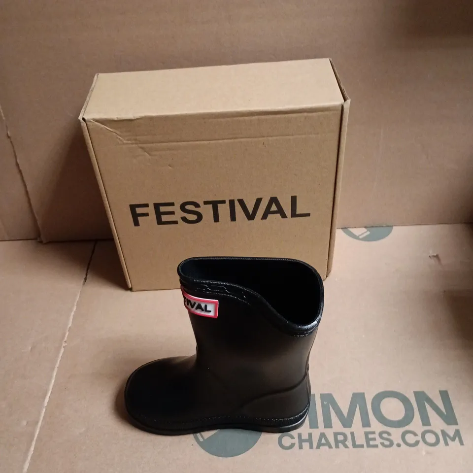 FESTIVAL KIDS' BLACK RUBBER RAIN BOOTS - EUR SIZE 23 CHILDS