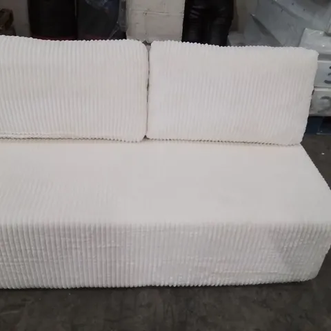 DESIGNER BEIGE FABRIC ARMLESS TWO SEATER SOFA