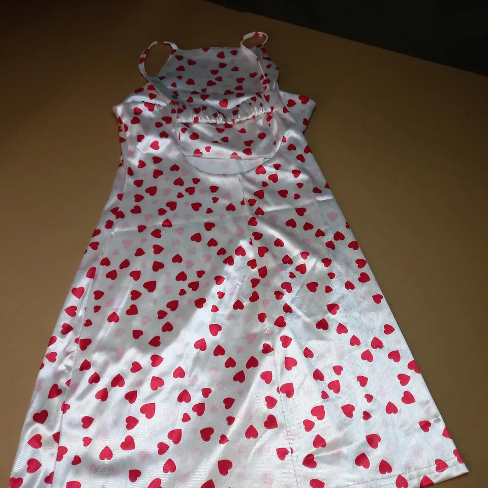 RIVER ISLAND CREAM DRESS WITH HEART PATTERN - UK 10