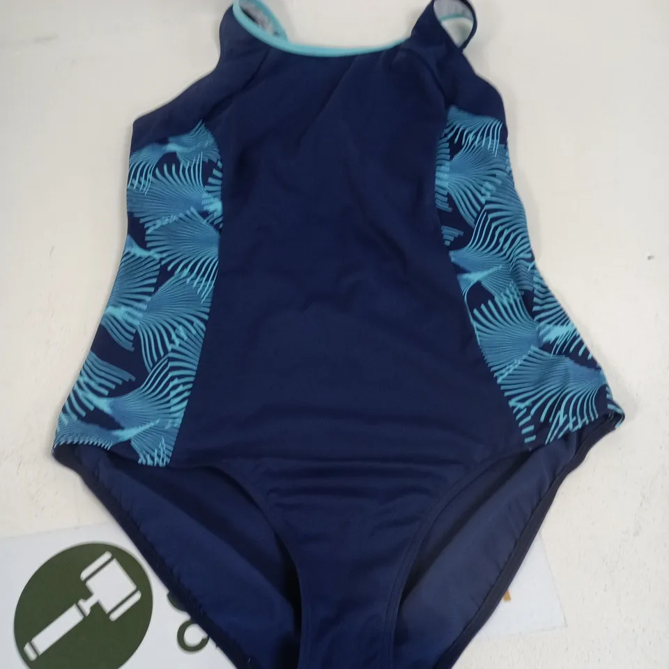 BONPRIX WOMEN'S NAVY BLUE ONE-PIECE SWIMSUIT WITH TEAL SIDE PANELS – UK 20