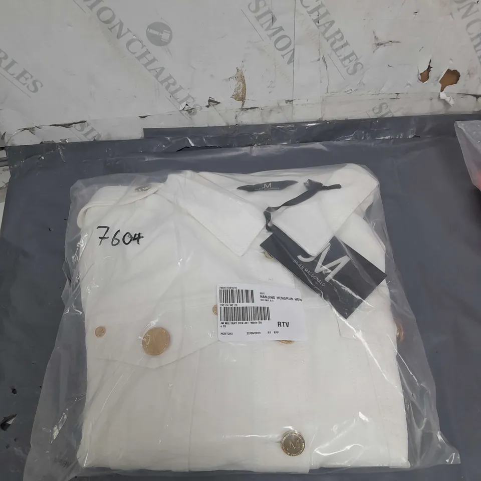 JM FASHION BY JULIEN MACDONALD MILITARY STYLE TWILL JACKET WHITE SIZE 20