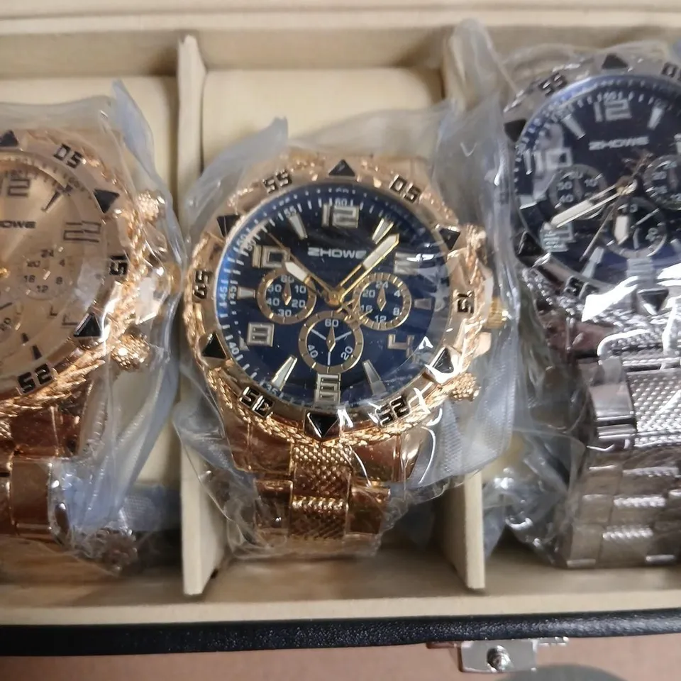 ZHOWE CHRONOGRAPH-STYLE WATCHES SET OF 6 – METAL BRACELET, ASSORTED COLOURS