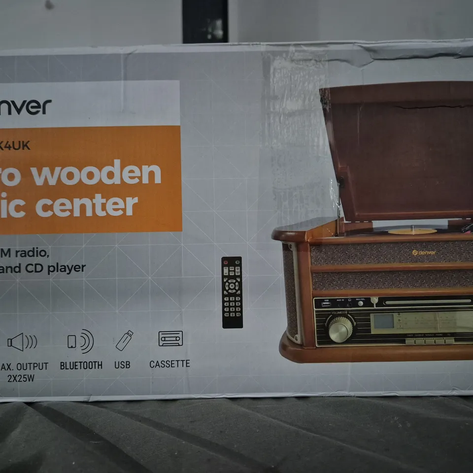 BOXED DENVER MCR-50MK4UK RETRO WOODEN MUSIC CENTER