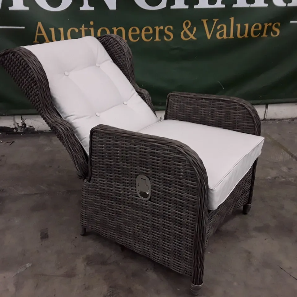 BOXED RECLINER BISTRO CHAIRS × 2 - GREY