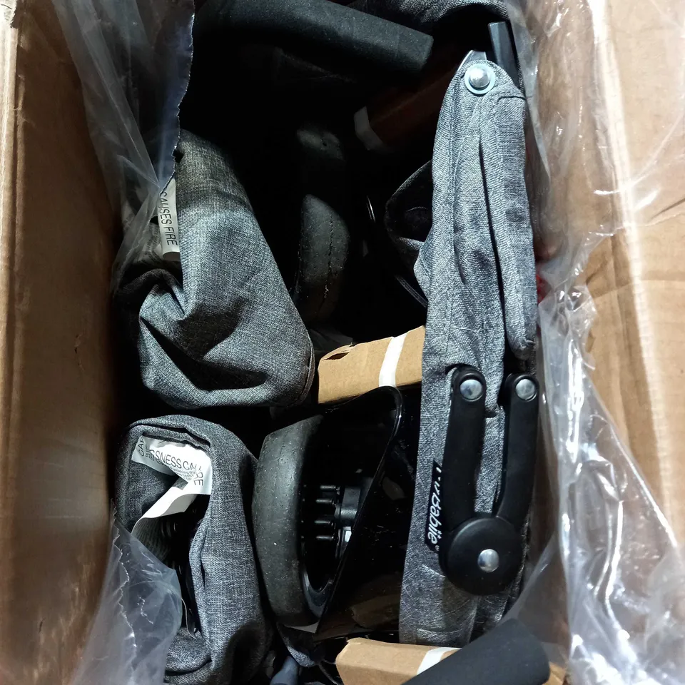GREY MELANGE AND LEOPARD DOUBLE STROLLER - COLLECTION ONLY  RRP £149.99