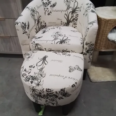 BOTANIQUE SCRIPT ACCENT CHAIR WITH FOOTSTOOL