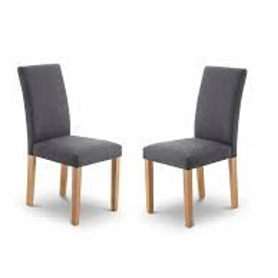 BOXED SET OF 2 JULIAN BOWEN HASTINGS FABRIC DINING CHAIRS - SLATE GREY/OAK (1 BOX)