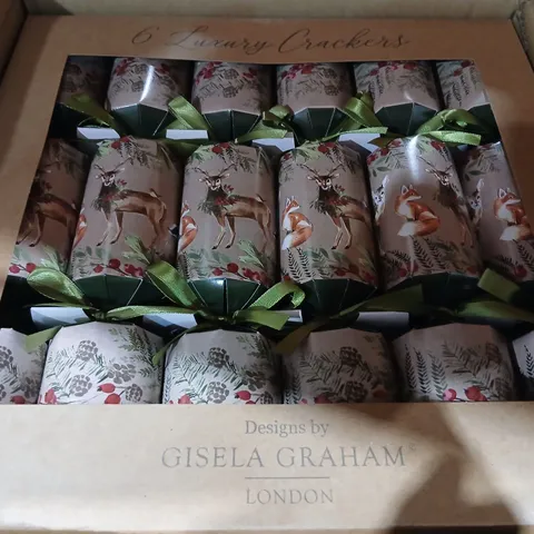 SIX BOXES OF GISELA GRAHAM 6 LUXURY CRACKERS – CHRISTMAS CRACKERS, LONDON