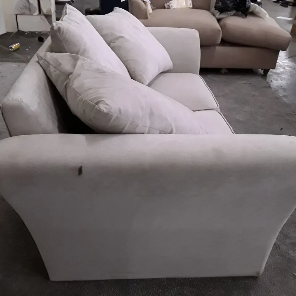 QUALITY DESIGNER 2 SEATER SOFA - WHITE FABRIC