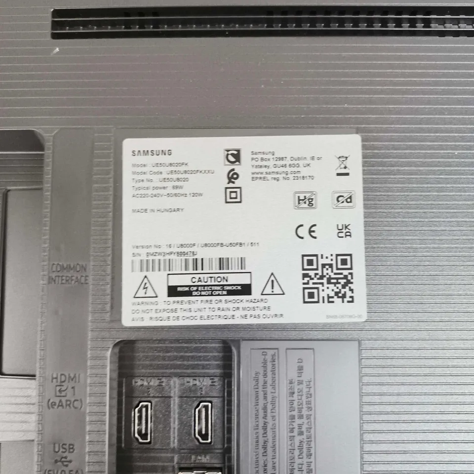 SAMSUNG 50-INCH LED TV – MODEL UE50 SMASHED SCREEN