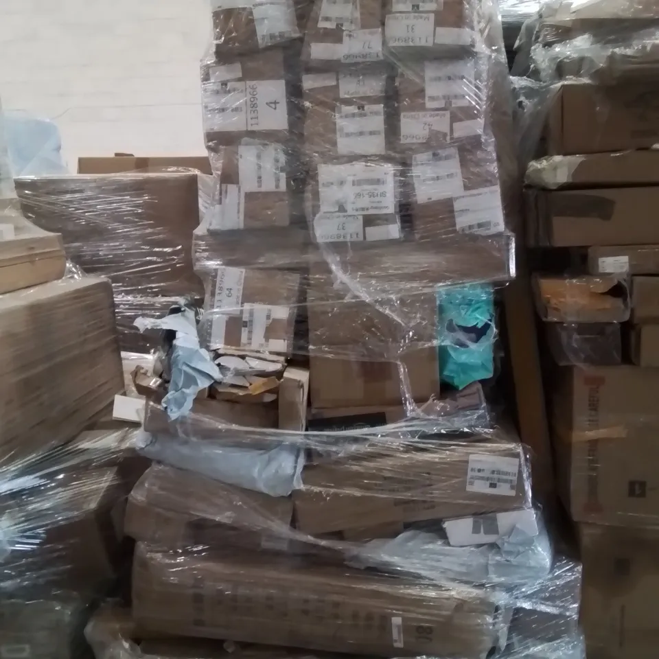 PALLET OF ASSORTED HOUSEHOLD GOODS AND PRODUCTS TO INCLUDE;KNITTING MACHINE,ELECTRIC SAW,KIDS PAINTING GAME